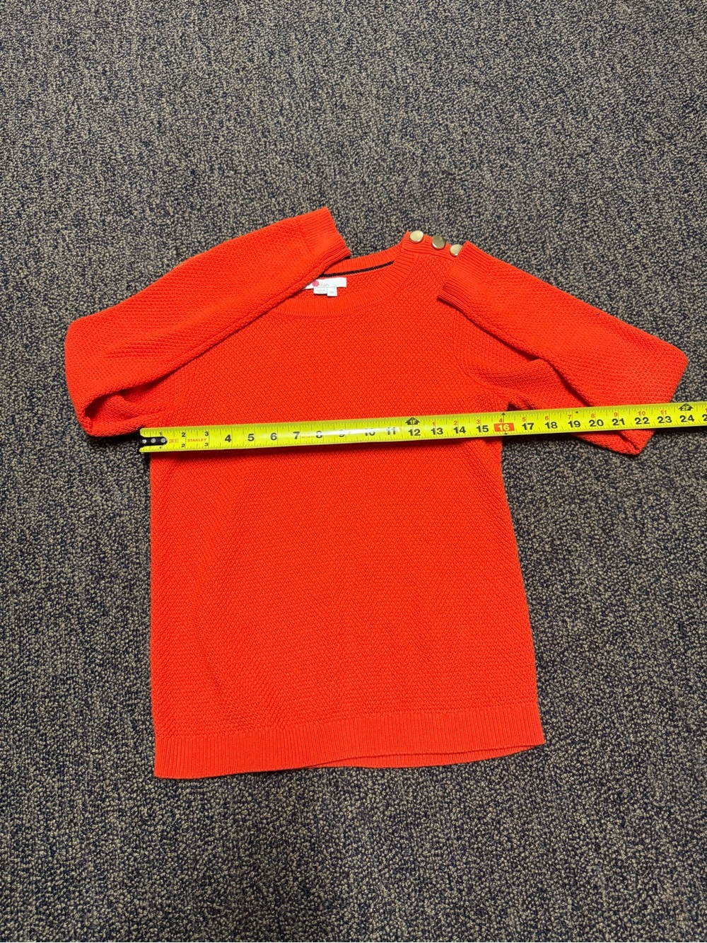 Boden Bright orange  Crewneck Sweater with Decorative Shoulder Buttons - Picture 6 of 9